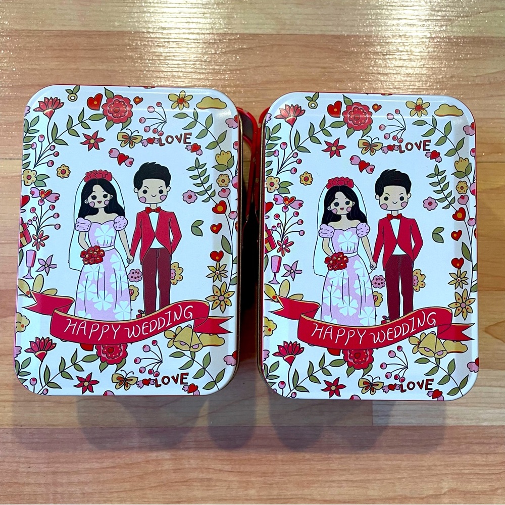 New Happy Wedding Gift Tin Box Set of 2